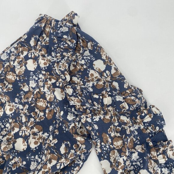 En Saison One Shoulder Floral Print Romper Women's XS Multi Ruffles Anthro - Picture 9 of 16